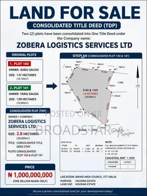 Commercial Land 2.8 Hectares With TDP – Bwari Abuja”