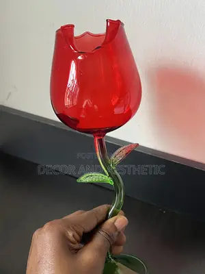 Wine Glass Cup(Red Rose Design )