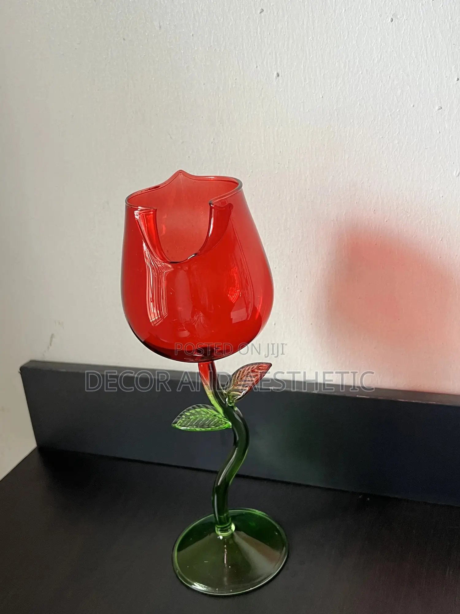 Wine Glass Cup(Red Rose Design )