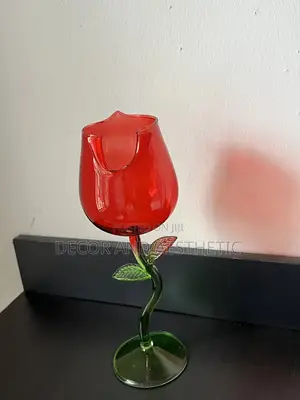 Wine Glass Cup(Red Rose Design )