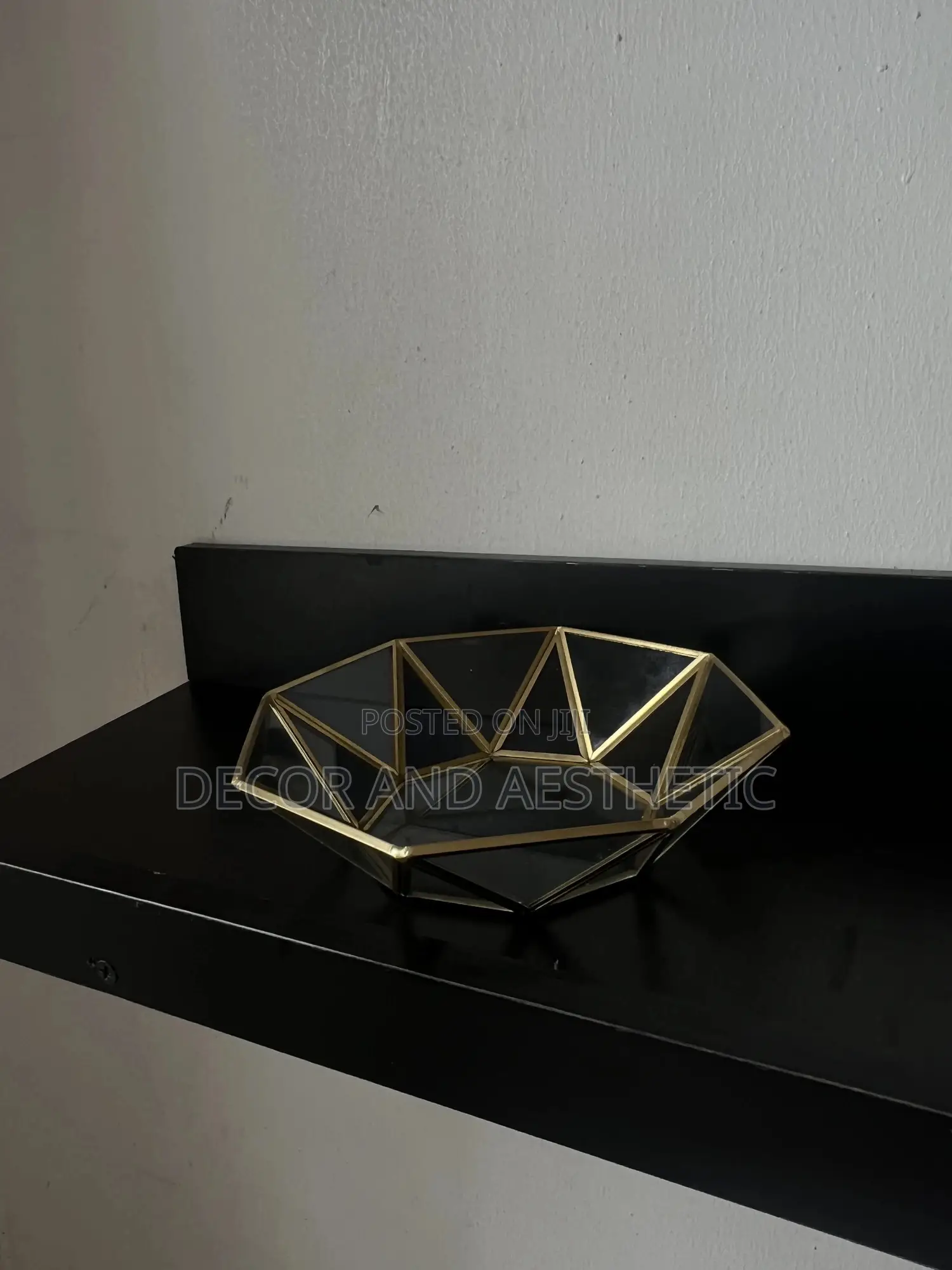 Glass Tray( Hexagon Shaped Gold Plated)