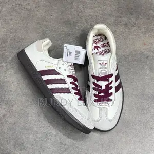 Adidas Og Samba Wonder White Maroon Sneakers/ Buy One Get a Free Sock