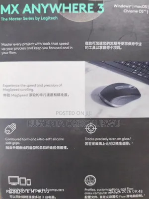 Logitech Ergonomic Design Wireless Mouse Mx Anywhere