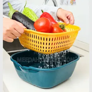 6-Piece Double-Layer Vegetable Washing and Draining Basket Set