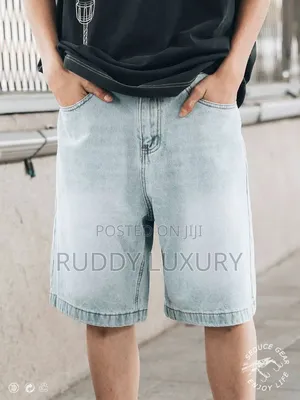 Light Wash Knee-Length Denim Shorts