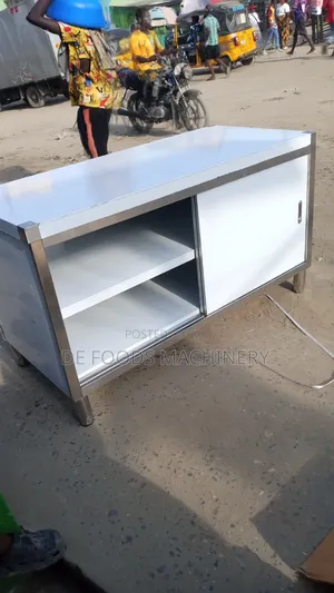 Industrial Work Table With Cabinet