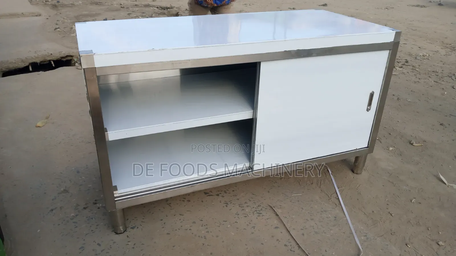 Industrial Work Table With Cabinet