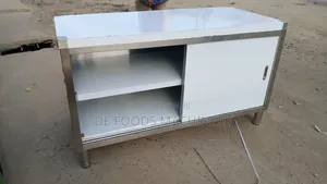 Industrial Work Table With Cabinet
