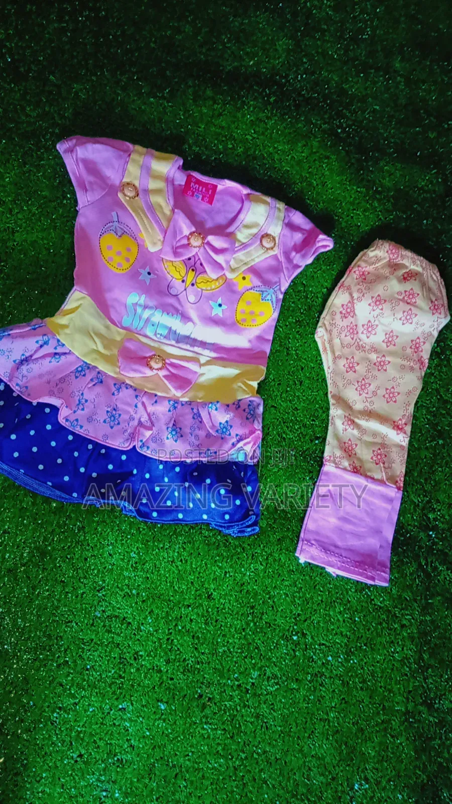 Two Piece Angel Strawberry Set Babies Infant Dress
