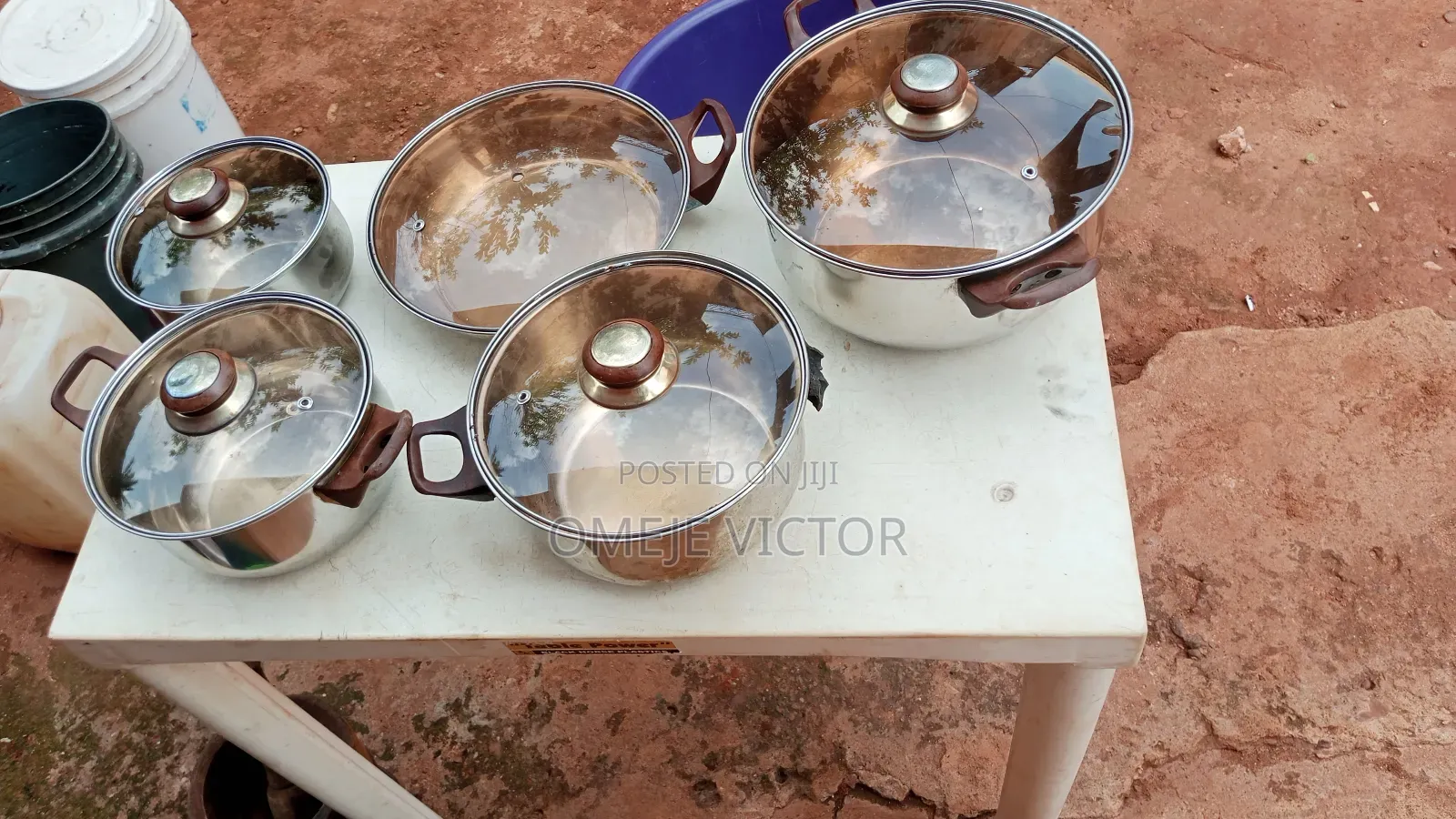 5 Stainless Pots/ Plates