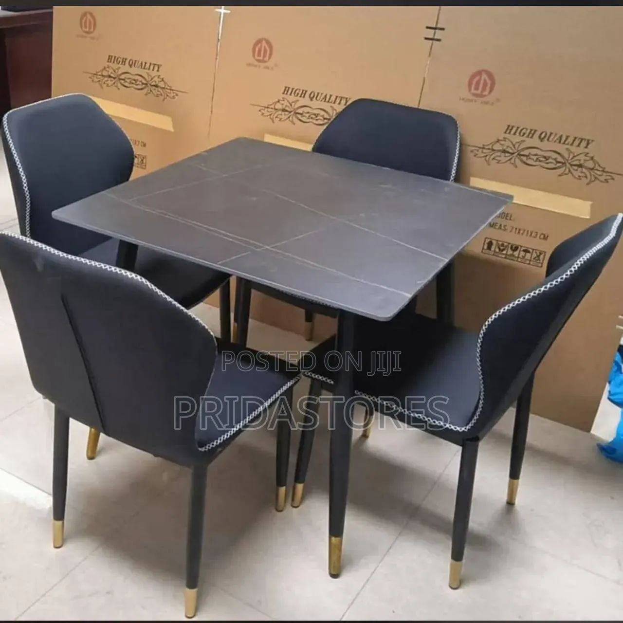 4-Seater Faux Marble Dining Set
