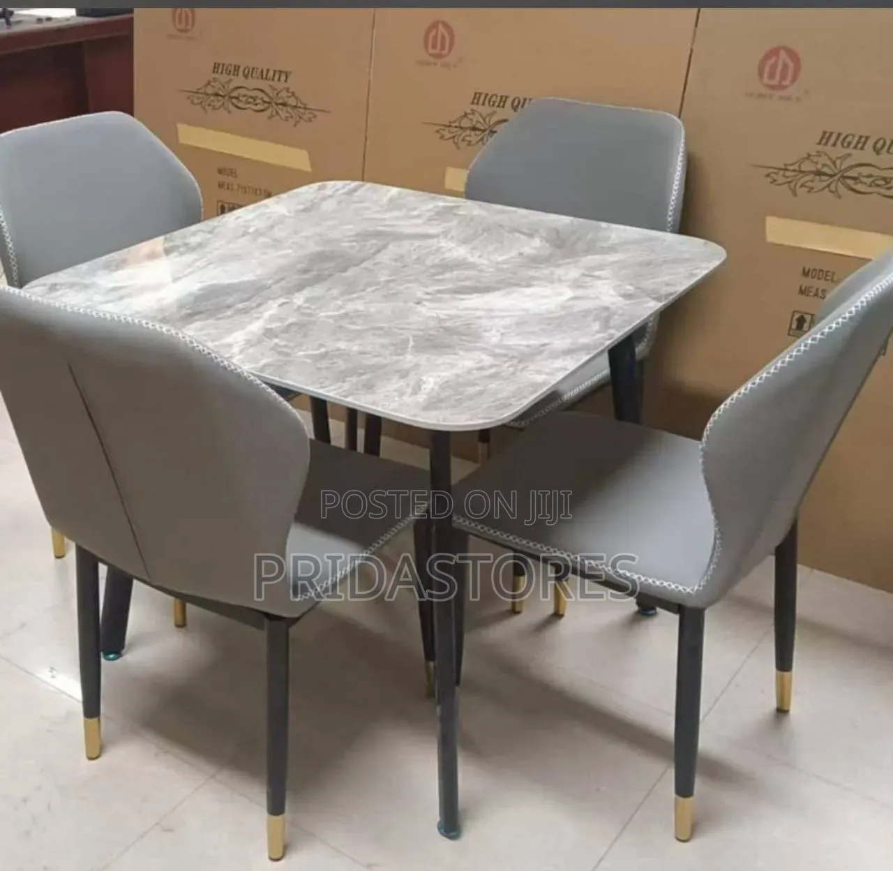 4-Seater Faux Marble Dining Set