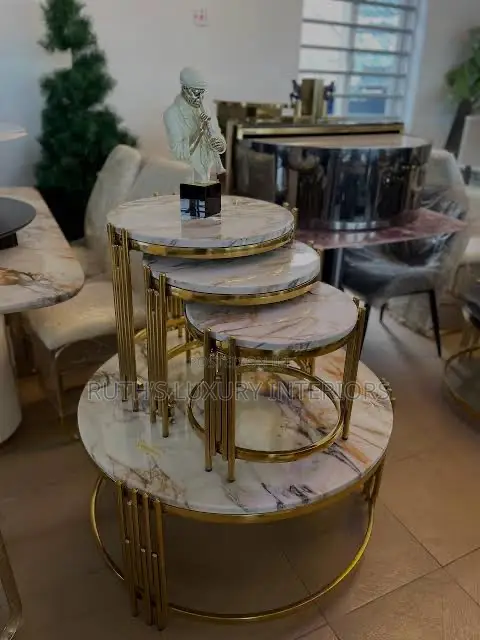 Marble Center Table With 3in1 Side Stools