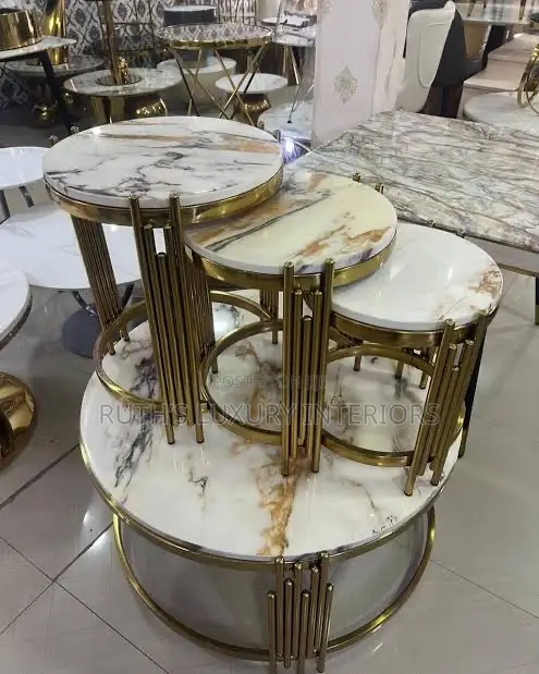 Marble Center Table With 3in1 Side Stools