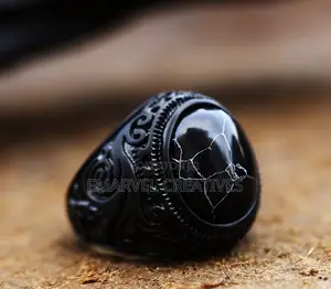 1pc Fashionable Black Alloy Ring,