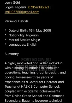Job Application as a Computer Operator and It