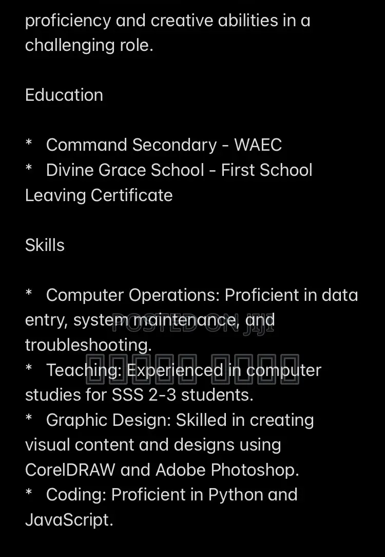 Job Application as a Computer Operator and It