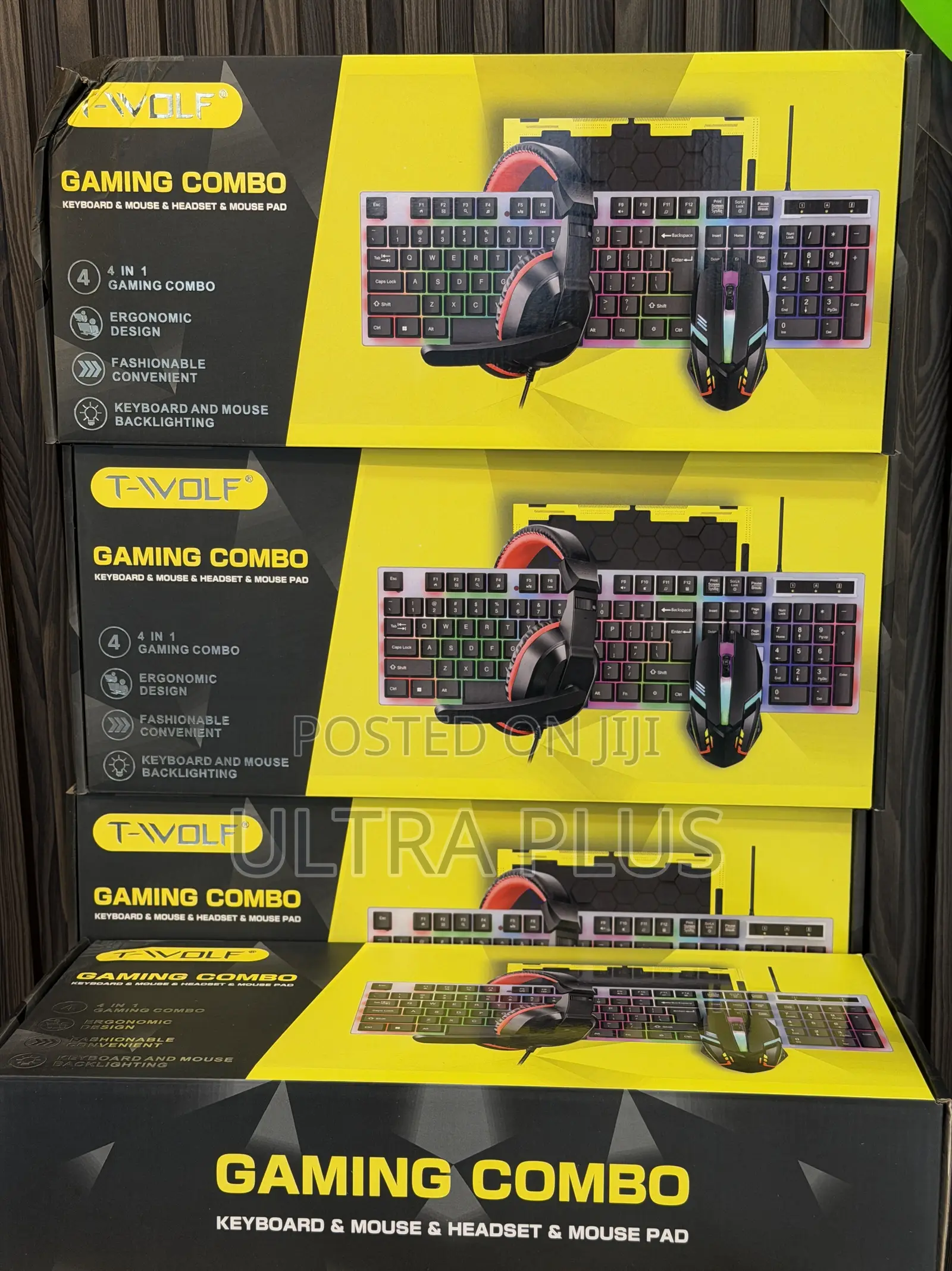 T-Wolf 4in1 RGB Ganing Combo Keyboard + Mouse + Headset + Mouse Pad