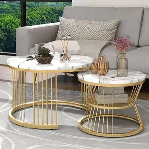 Golden Rim Marble Top Center Table