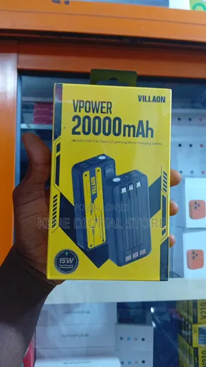 Brand New Villaon Vpower 20000mah Power Bank (Built-in Cables)