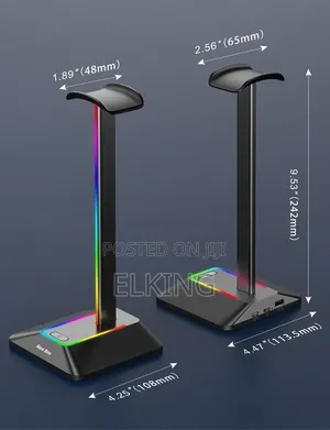Black New Bee Z8 RGB Headphones Stand Holder With 2 Usb Ports