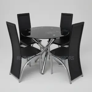 Quality Circle Shape Glass Dining Table With 4 Chairs