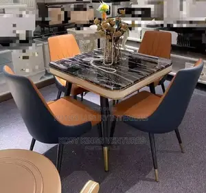 Luxurious Marble Dining Table With 4 Leather Seats