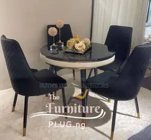 Imported Marble Dining Table With 4 Chairs Available in Brown Black