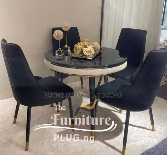 Imported Marble Dining Table With 4 Chairs Available in Brown Black