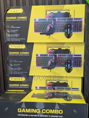T-Wolf Tf240 4-in-1 Gaming Combo / RGB Keyboard, Mouse, Headset Pad