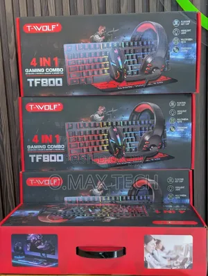 T-Wolf Gaming Combo Tf800 Keyboard/Mouse/Headphone/Mouse Pad Wired RGB
