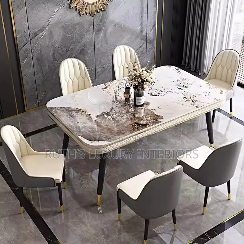 Luxurious 6 Seater Marble Dining Set