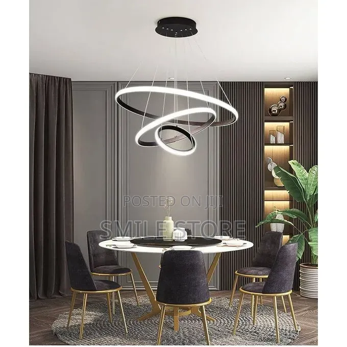 Modern Led Ring Chandelier Pendant Light – 3 Ring Adjustable Hanging