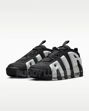 Nike Air More Uptempo Low Black Photon Dust/ Buy One Get a Free Sock