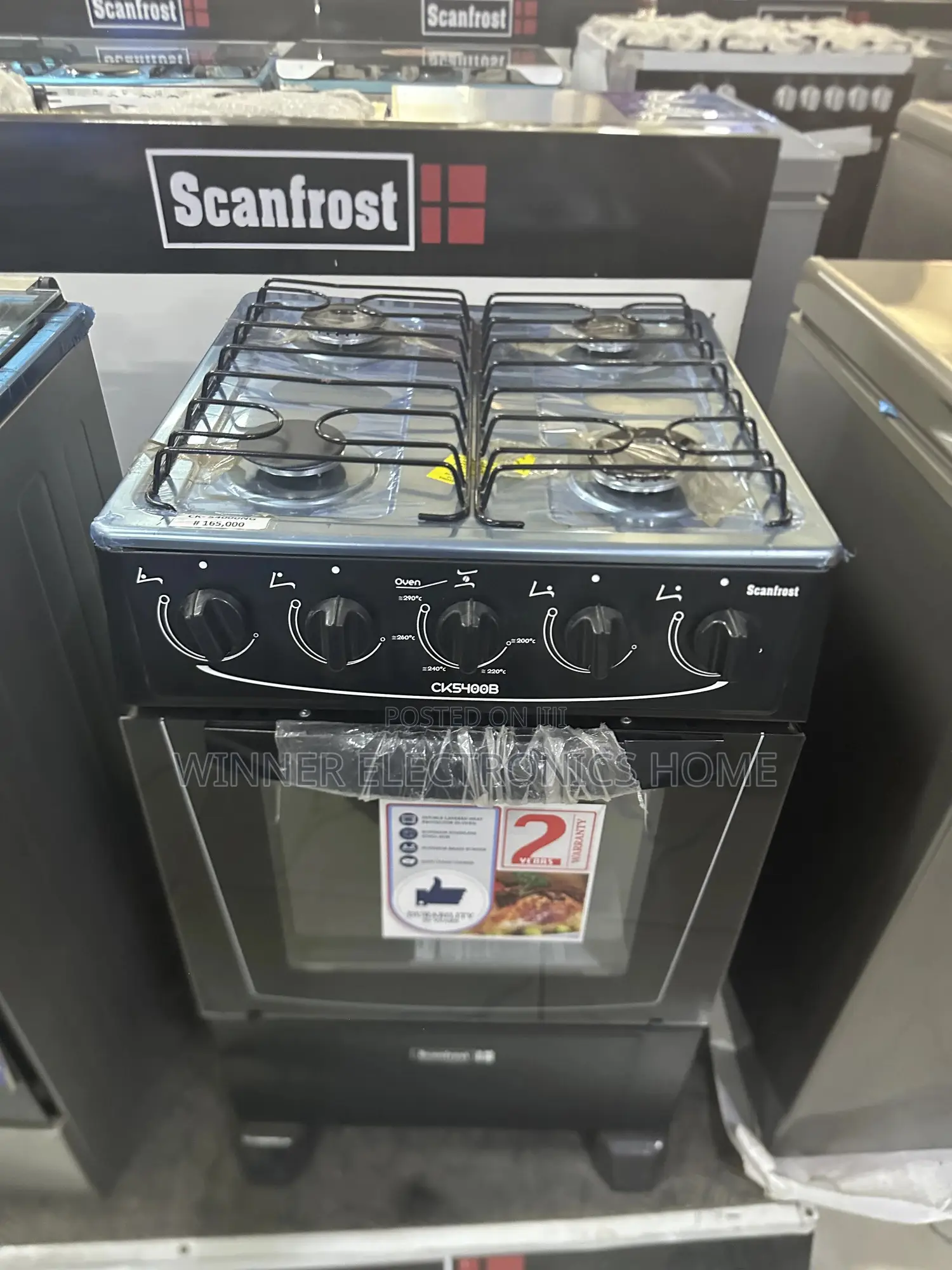 Scanfrost 4burner Standing Gas Cooker 60 by 60