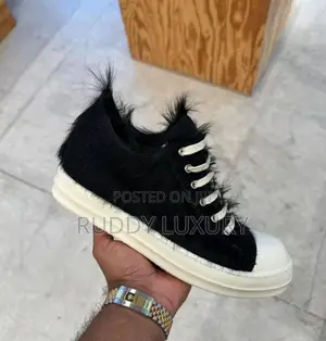 Rick Owen’S Strobe Low "Black Cow Fur”/Buy One Get a Free Sock