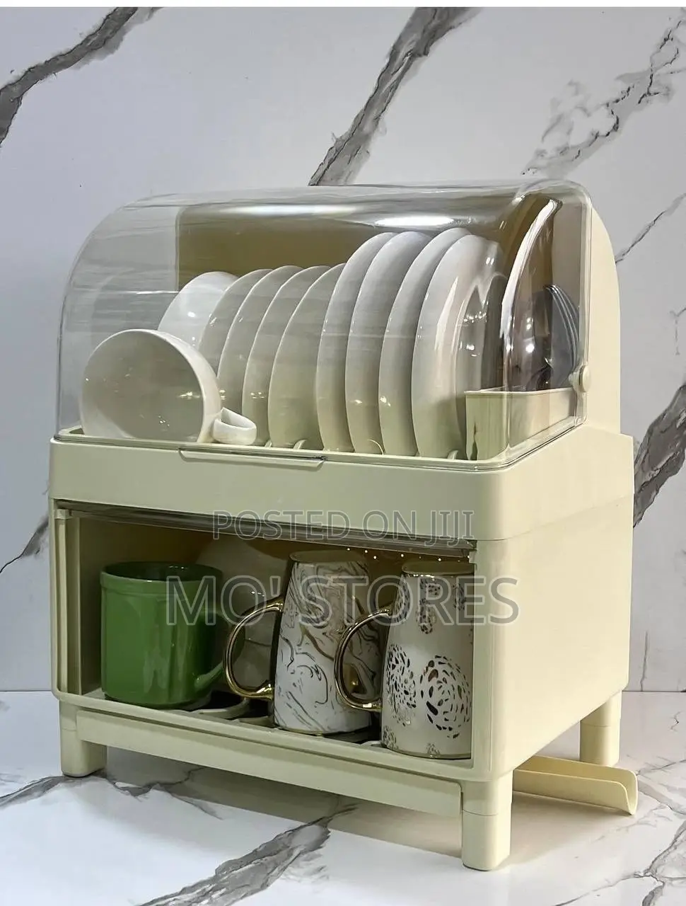 Double Layer Plate Rack With Cover Lid