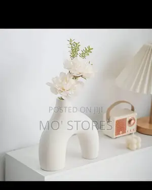 3 PCS Ceramic Donut, N Shape and Flower Vase