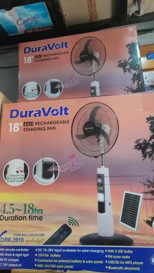 Duravolt 18” Rechargeable Standing Fan (4-in-1) – Super Durable!