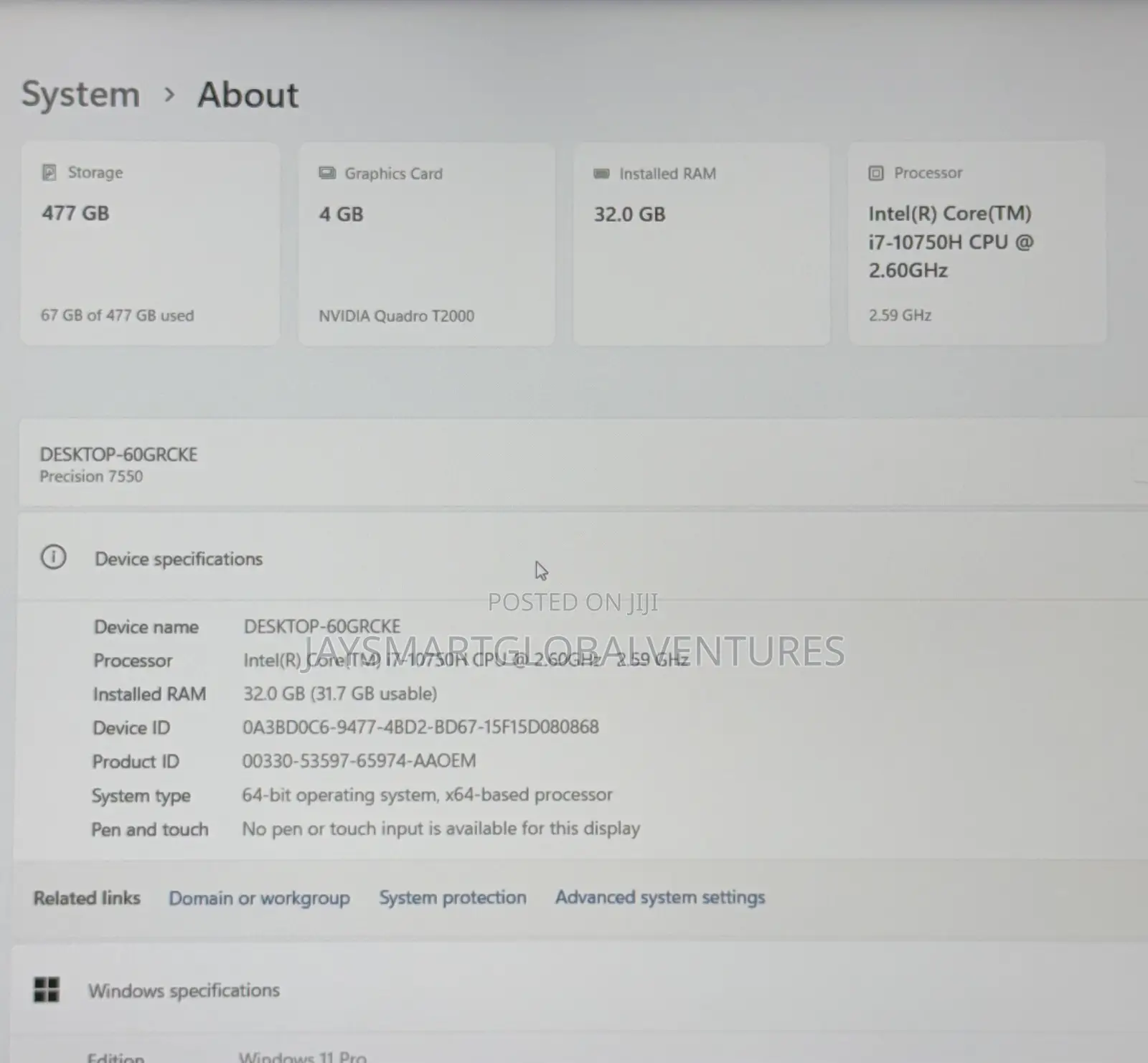 Laptop Dell Precision 15 7550 32GB Intel Core i7 SSD 512GB