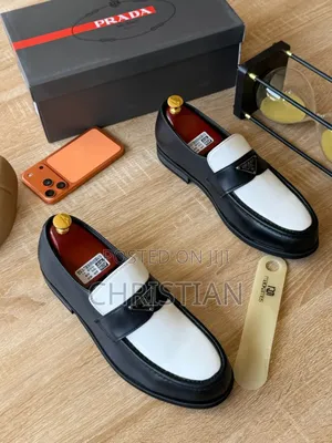 Prada Chocolate Two-Tone Brushed Leather Loafers.