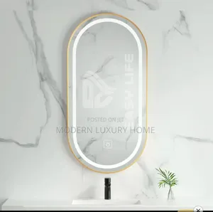 Led Mirror With Gold Frame