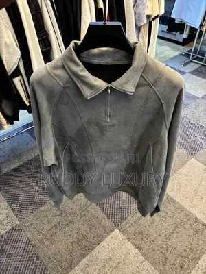 Premium Luxury Suede Chrome Zipper Collar Long Sleeve