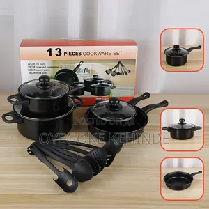 13-Piece Pot and Pan Set, Non-Stick Induction Cookware Set - Black