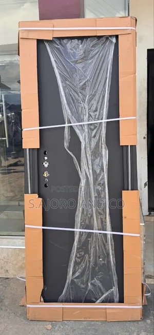 3ft by 7ft Harmony Black/Gray Security Line Design Door