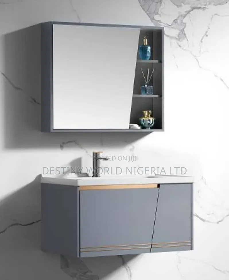 Modern Wall-Hung Bathroom Cabinet and Mirror Set