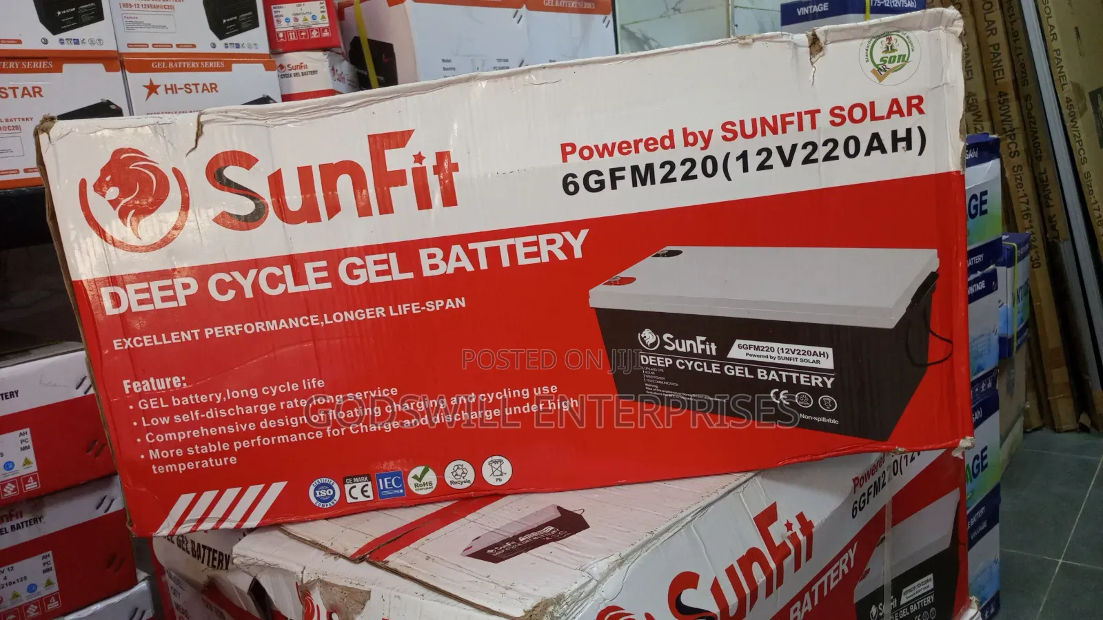 Sunfit Gell Battery 220ah 12v