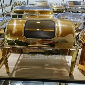 Quality Square Gold Roll Top Chaffing Dish