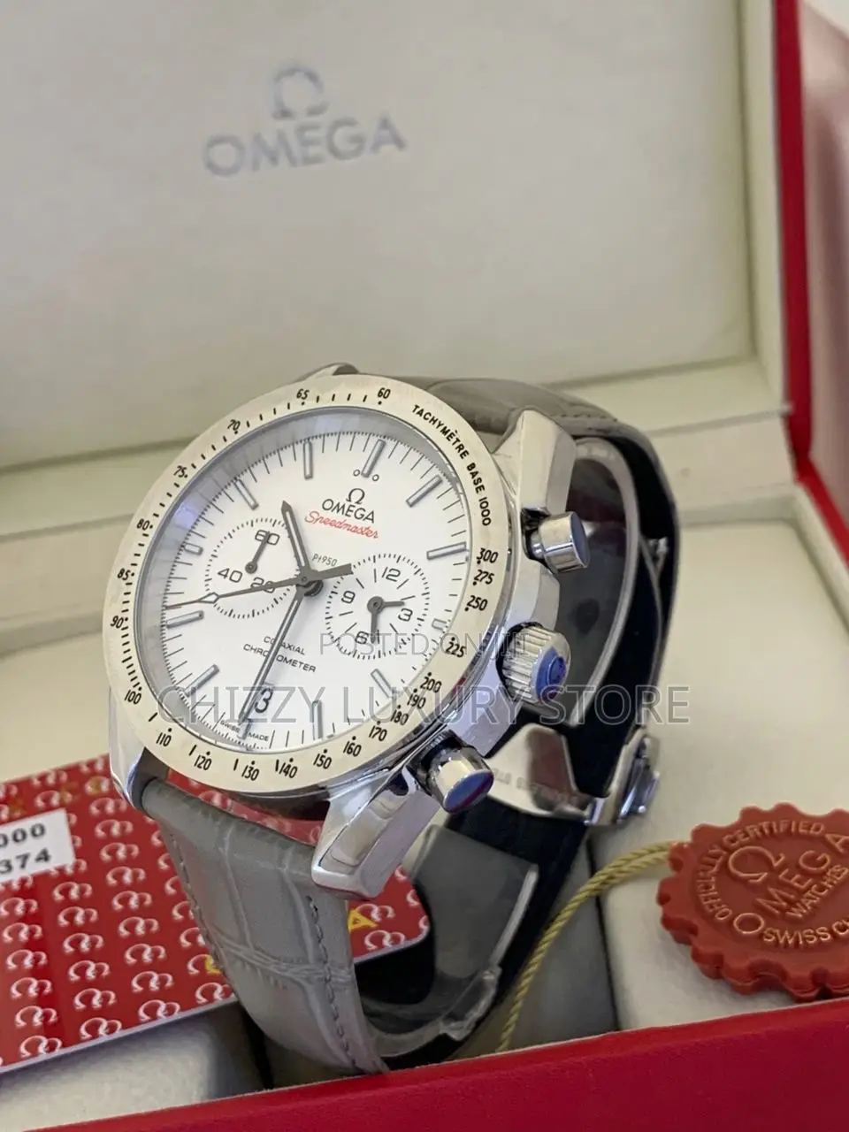Omega Quality Luxury Men Chronograph Genuine Leather Wristwatch