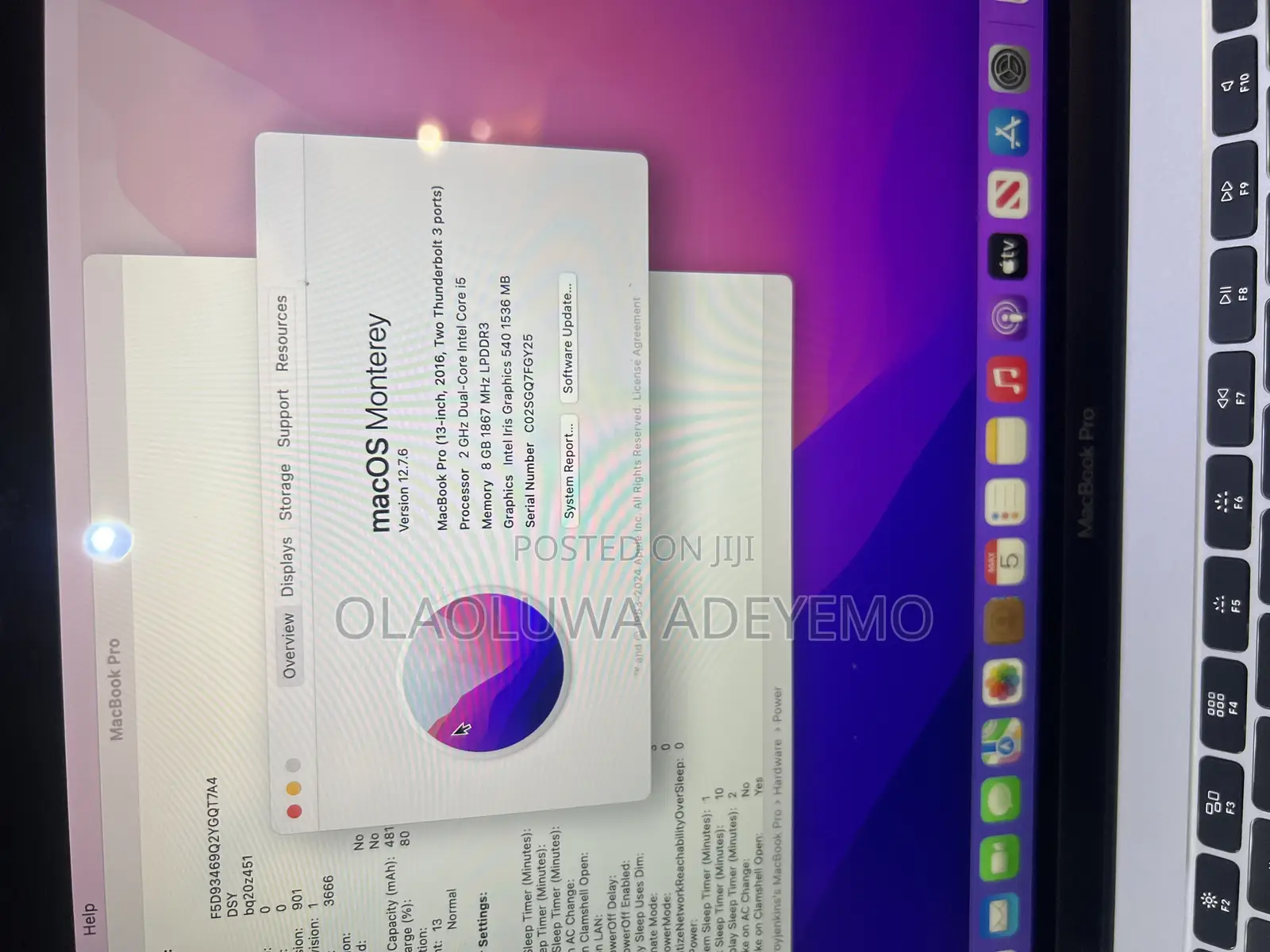 Laptop Apple MacBook Pro 2016 8GB Intel Core i5 SSD 256GB